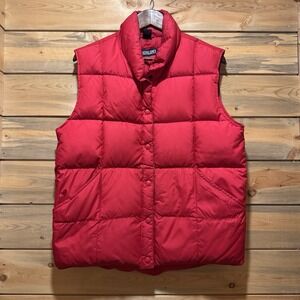 LANDS END Goosedown &‎ Feather Puffer Vest Red Womens 10-12